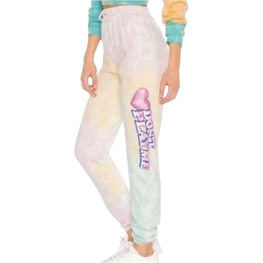 BSR Tie Dye Don't Play Me Pastel Jogger Sweatpants Sizes Small And XXL